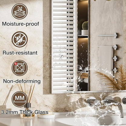 MZON 30" x 36" Brushed Nickel Bathroom Vanity Mirror, Mirror for Over Sink | Aluminum Alloy Frame, Clear Reflection, Rust-Resistant, Vertical or Horizontal, Wall Mount, Bedroom and Entryway