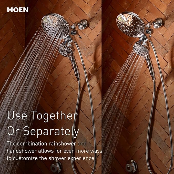 Moen Engage Magnetix 2-in-1 Combo Rain Showerhead with Detachable Handheld Shower Spray, Featuring Magnetic Docking System, Spot Resist Brushed Nickel, 26009SRN