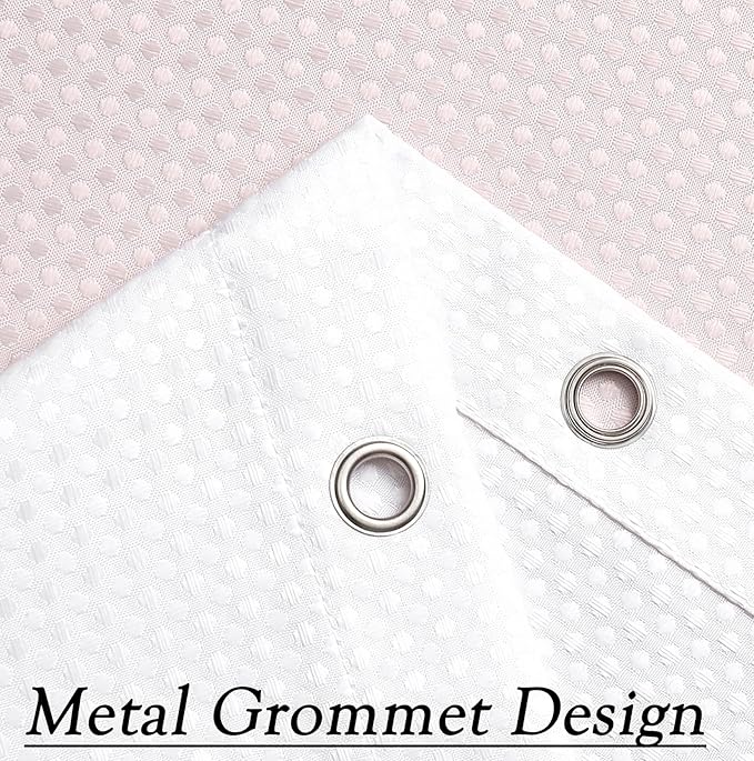 WEST LAKE Pink Waffle Shower Curtain Ombre Decorative Water Resistant No Hook Shower Curtain for Bathroom Hotel Spa with Grommet Machine Washable,Gradient White to Blush 70" Wx72 L