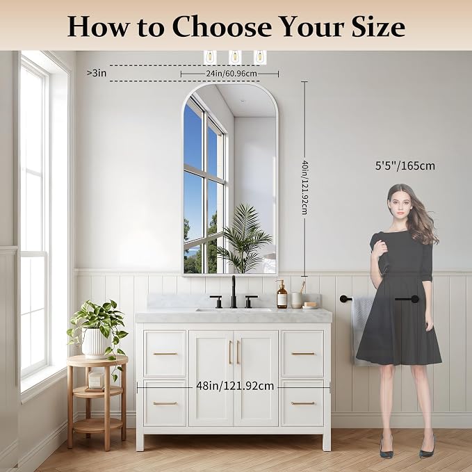 COFENY Bathroom Mirror, 24x48 inch Silver Rectangle Wall Mounted Mirror with Thin Frame, Bathroom Vanity Mirrors for Over Sink, Entryway, Living Room, Bedroom