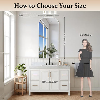 COFENY Bathroom Mirror, 24x48 inch Silver Rectangle Wall Mounted Mirror with Thin Frame, Bathroom Vanity Mirrors for Over Sink, Entryway, Living Room, Bedroom