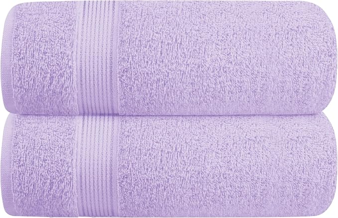 Cotton 2 Pack Oversized Bath Towel Set 28x55 inches, Large Bath Towels, Ultra Absorbant Compact Quickdry & Lightweight Towel, Ideal for Gym Travel Camp Pool - Dark Purple