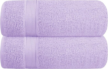 Cotton 2 Pack Oversized Bath Towel Set 28x55 inches, Large Bath Towels, Ultra Absorbant Compact Quickdry & Lightweight Towel, Ideal for Gym Travel Camp Pool - Dark Purple