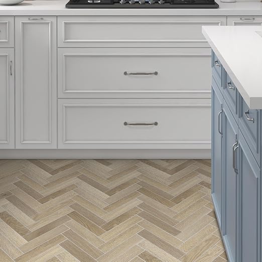 12-Pack Peel and Stick Floor Tile, 10.8" x 9.3" Herringbone SPC Self-Adhesive Luxury Vinyl Flooring, Wood-Look Groutable Backsplash Tile for Kitchen Bathroom, Warm Oak, Covers 8.4 Sq. Ft.