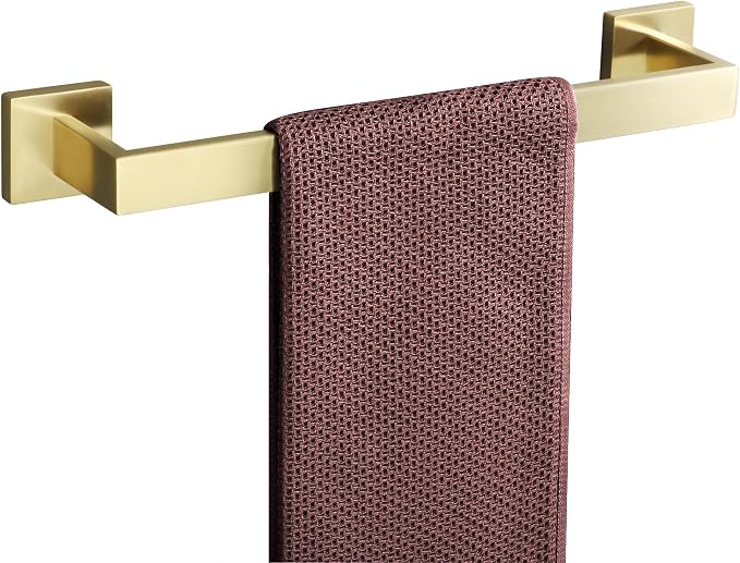 Alise Gold Towel Bar Towel Racks for Bathroom Wall Mount 16 Inch | SUS304 Stainless Steel Bathroom Towel Holder, Full Square Towel Rod Towel Hanger for Bathroom Lavatory Kitchen