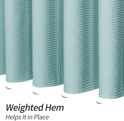 MitoVilla Teal Waffle Fabric Shower Curtain, Turquoise Waffle Weave Textured Shower Curtains for Modern Luxury Bathroom Decor, Aqua Blue Heavy Duty Spa Hotel Shower Curtain, 72 x 72