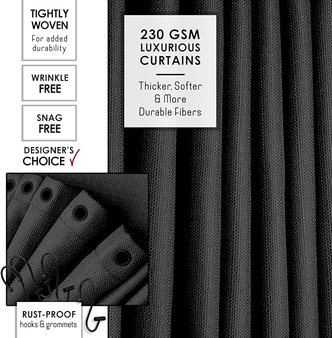 Clara Clark Coal Black Bathroom Set - Bathroom Sets with Shower Curtain and Rugs, 26PC Bathroom Accessory Set, Shower Curtain Set with Adhesive Corner Shower Caddy Hanging & Soap Dispenser