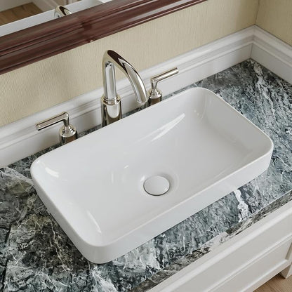 19"x12" Semi-Recessed Vanity Sink – Compact for Small Bath/Powder | High‑fired for chip‑resistant durability Non‑porous glaze repels stains & odors Ultra‑smooth surface – wipe smudge‑free