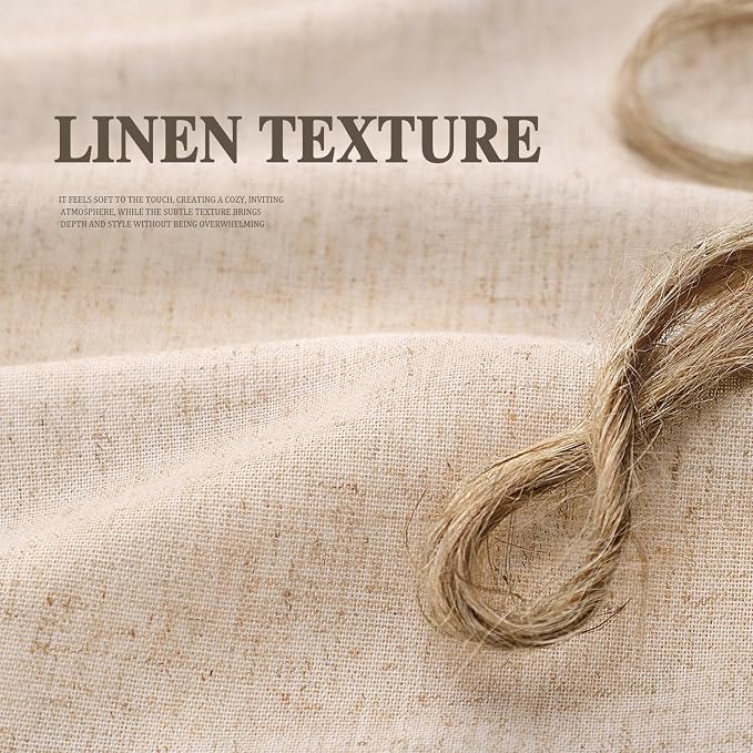 Farmhouse Shower Curtain Ruffle Linen Beige 72" W x 75" L | Linen Fabric, Farmhouse Boho, Bottom Ruffle, Rustic, Country, Natural Look, Washable, Shower Curtain for Bathroom Bathtub