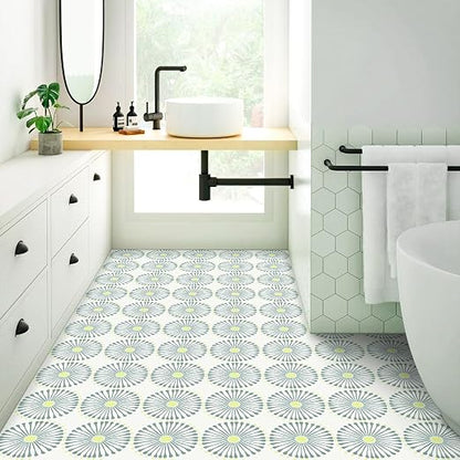 MORCART 20Pcs Peel and Stick Floor Tile, Vinyl Flooring, 7.87" x 7.87" Waterproof DIY Flooring for Bathroom, Kitchen, Fireplace, Pet House, Stairs, Bedrooms, Wall