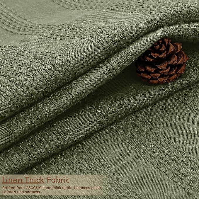 Sage Green Shower Curtain 78 Inch Long, Boho Thick Linen Textured Shower Curtain with Tassel, Farmhouse Minimalist Striped Weighted Machine Washable Bathroom Decor, 72Wx78L Inches
