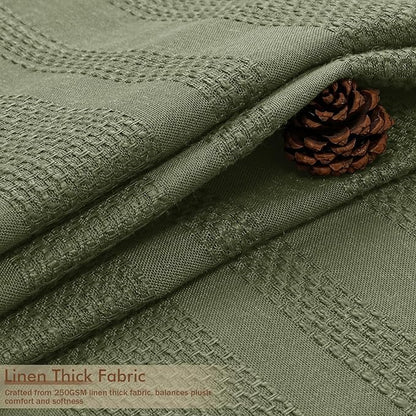 Sage Green Shower Curtain 78 Inch Long, Boho Thick Linen Textured Shower Curtain with Tassel, Farmhouse Minimalist Striped Weighted Machine Washable Bathroom Decor, 72Wx78L Inches