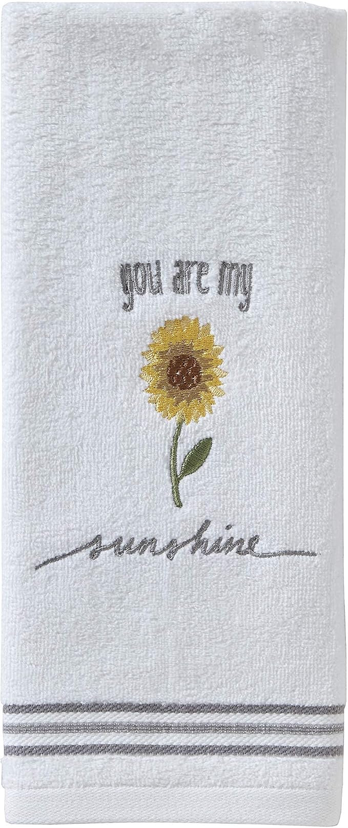 SKL Home by Saturday Knight Ltd. Sunshine Hand Towel (2-Pack), White | Soft, decorative velour. For use in the bathroom, kitchen or bar & makes a great gift.