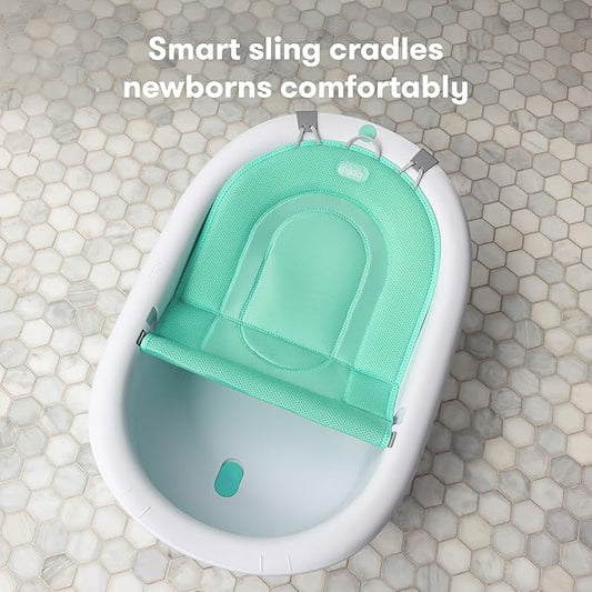 Frida Baby 4-in-1 Grow-with-Me Baby Bathtub, Baby Tub for Newborns to Toddler with Removable Bath Seat & Backrest for Bath Support in Tub
