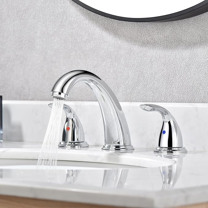 sumerain Widespread Bathroom Faucet 8 inch 3 Hole Bathroom Sink Faucet Chrome