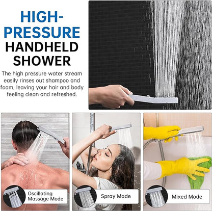G-Promise 14 Inch All Metal Rain Shower Head with Handheld Spray (Chrome) | Suits Every Height, Pause Mode Diverter, Massage Mode Handheld, Full Body Coverage, Easy to Install, Modern Bath Upgrade