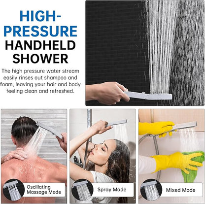 G-Promise 12 Inch All Metal Rain Shower Head with Handheld Spray (Chrome) | Suits Every Height, Pause Mode Diverter, Massage Mode Handheld, Full Body Coverage, Easy to Install, Modern Bath Upgrade