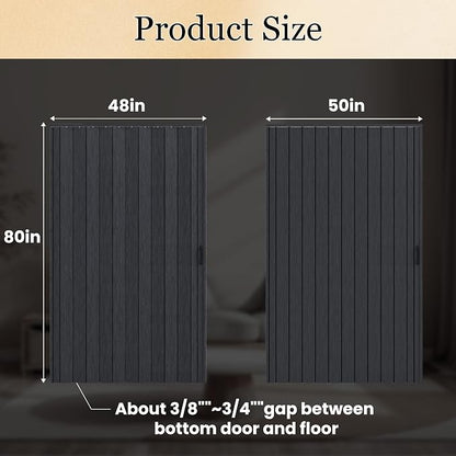 SmartStandard 48" x 80" Accordion Doors, Double Walled, Classic Black | Easy to Assemble, Save Space, PVC Accordion Folding Doors for Closet Doorway Basement, with Track and Hardware