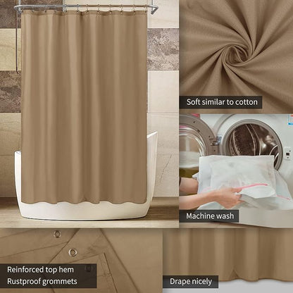 ALYVIA SPRING Waterproof Fabric Shower Curtain or Liner Coffee Brown, 72x72 | 3 Magnets, Soft Cloth & Hotel Quality, Machine Washable, Light-Weight, Standard Size