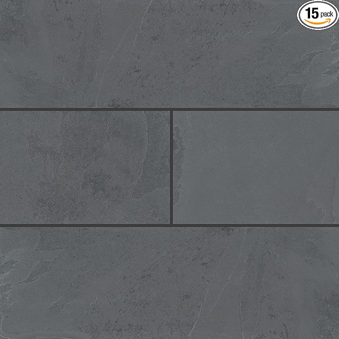 MSI Montauk Black 4 inch x 12 inch Gauged Slate Subway Tile for Kitchen Backsplash, Floor Tile, Wall Tile for Bathroom, Shower Wall Tile,