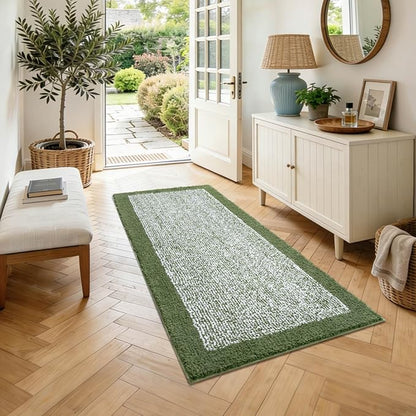 48x24 Long Bathroom Rugs Non Slip Washable,Large Bath Rugs for Bathroom Floor Tub,Soft Absorbent Quick Dry Bath Mats for Shower, Bathtub, Home Decor, Matcha Green
