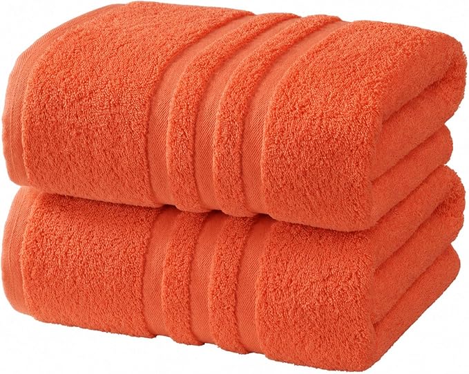 Velqora Bath Towels, 2 Pack, 30x60 in, 100% Cotton, Soft & Absorbent, Coral | Balanced Weight | Everyday Comfort | Easy Care