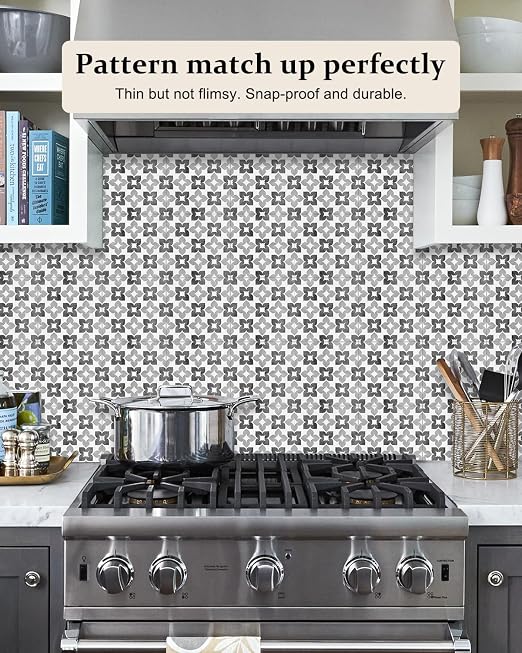 Peel and Stick Floor Tile, Waterproof Vinyl Flooring, Snap-Proof DIY Flooring Tiles for Bathroom, Kitchen, Fireplace, Wall, Backsplash, Home Decor, No Residue, 20 Tiles-7.87" Thin Ver, Gray