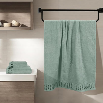 Ultra Soft 3 Pack Cotton Towel Set, Contains a Bath Towels 28x55 inch, a Hand Towels 16x24 inch & a Wash Cloths 12x12 inch, Ideal Everyday use, Compact & Lightweight - Jade