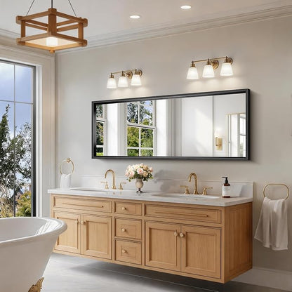 CIRCUMI 60"x24" Brushed Black Bathroom Mirror, Double Sink Vanity Mirror | Chunky Box Metal Frame, Shatterproof, Tempered Glass, Bathroom Remodel&New Home, Large Rectangular Mirror for Living Room