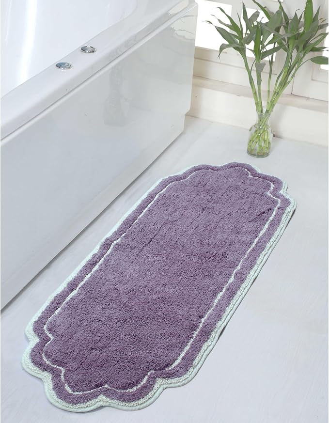 Home Weavers Allure Collection 100% Cotton Tufted Bathroom Rug, Soft and Absorbent Bath Rugs, Non-Slip Bath Carpet, Machine Wash Dry Bath Mats for Bathroom Floor, 21"x54" Runner, Purple
