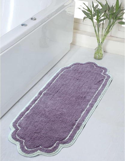 Home Weavers Allure Collection 100% Cotton Tufted Bathroom Rug, Soft and Absorbent Bath Rugs, Non-Slip Bath Carpet, Machine Wash Dry Bath Mats for Bathroom Floor, 21"x54" Runner, Purple