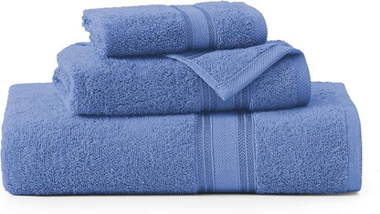 LANE LINEN Towel Set Soft Absorbent Quick Dry 100% Cotton 3 Piece - Allure | Cotton Bath Towels - Lightweight & Breathable, Fade-Resistant Color, Classic Terry Weave, Densely Woven, Coordinated Colors
