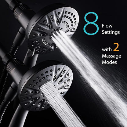 AquaDance New Magnetic Docking 8-setting High Pressure Handheld Shower Head | Space-age Magnetic Guidance Bracket System, Giant 5-inch Face, Extra-long 72-inch Stainless Steel Hose - Bronze