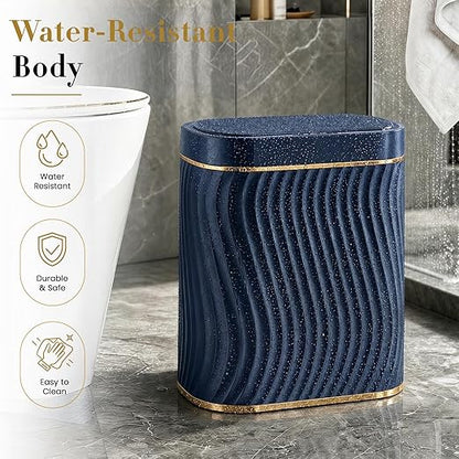 Ogikey Bathroom Small Trash Can with Automatic Touchless Lid, 2.6 Gallon Smart Garbage Can Narrow Waterproof Trash Bin for Bedroom, Office, Living Room