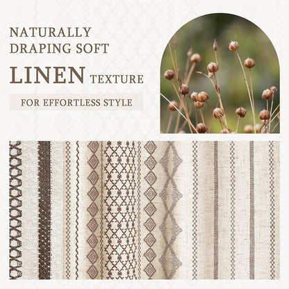 Dark Brown Shower Curtain,Boho Linen Shower Curtain for Bathroom with Striped Print,72" W x 72" L