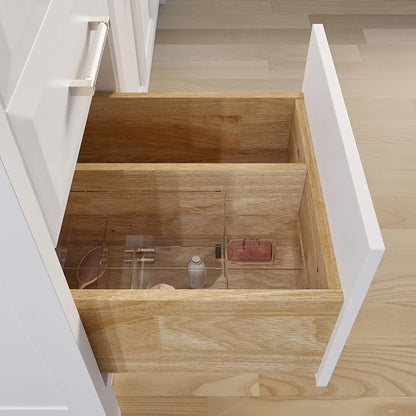 Capri III 60" Single Sink Bathroom Vanity With Stealth Organizer, Solid Wood Bathroom Cabinet with Engineered Stone Countertop & Backspalsh, Soft Closing Door & Drawer, Pre-Assembled, White