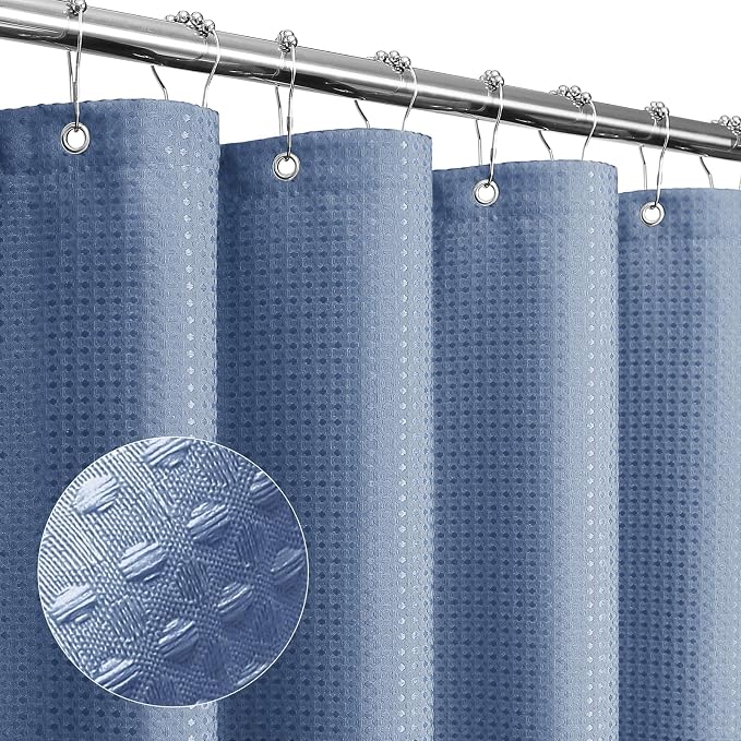 Moonlight Blue Fabric Shower Curtain, 72 X 72 | Cloth-Textured Shower Curtain for Bathroom - Soft Cloth & Hotel Spa Luxury, Water Repellent, Machine Washable
