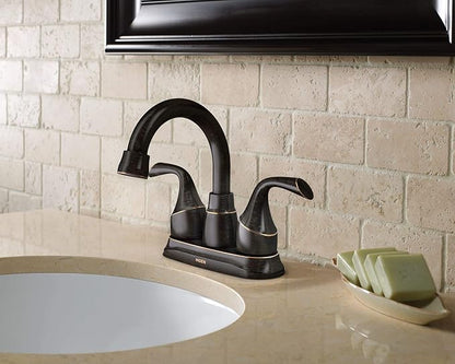 Moen Idora Mediterranean Bronze Two-Handle Centerset Bathroom Sink Faucet with Drain Assembly, 84115BRB