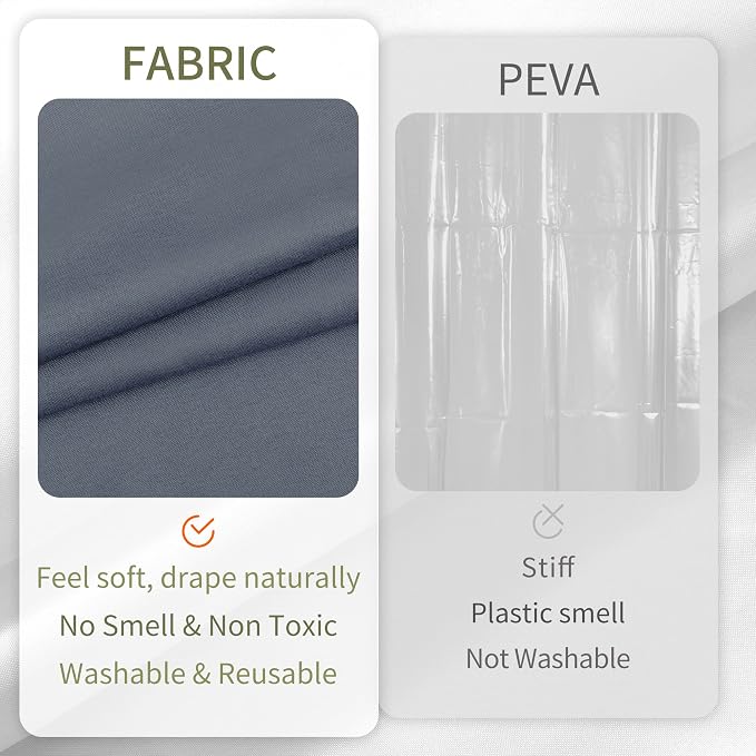 ALYVIA SPRING Extra Long Fabric Shower Curtain or Liner Stone Blue, 72x84 | 3 Magnets, Soft Cloth & Hotel Quality, Machine Washable, Light-Weight, Extra Long Size