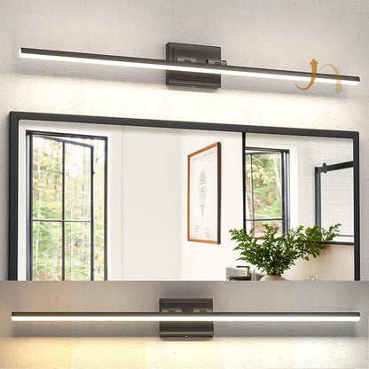 39.4 Inch Modern Bathroom Light Fixture, 24W 5CCT Dimmable LED Black Bathroom Vanity Lights Over Mirror, Vanity Lights for Bathrooms Restroom Mirror- ETL Certified