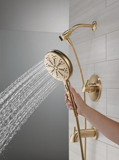Delta Nicoli 14 Series Brushed Gold Bathtub Shower Faucet Set with Handheld Shower Head, Valve Trim Kit, Champagne Bronze 144749-CZ-HS (Valve Included)