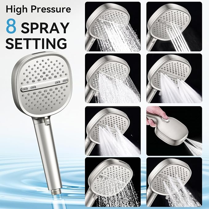 Shower System Brushed Nickel Shower Faucet Set, Dual Head Shower Set STARBATH 12'' +6'' Wall Mount Rainfall Shower Systems with Multifunctional Filtered Handheld Sprayer for Two Person