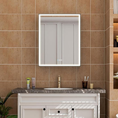 24" X 30" LED Mirrored Medicine Cabinet, Medicine Cabinets with Lights for Bathroom, Defogging Mirror, Led Medicine Cabinet, Recessed or Surface Mounted, Single Right Opening Door