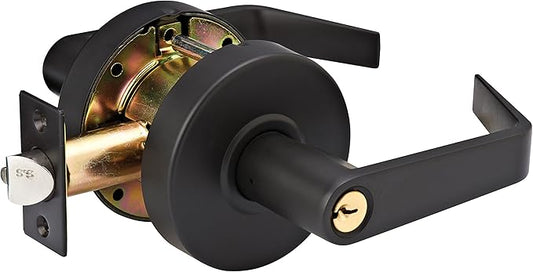 Master Lock SLCHSR10B Heavy Duty Lever Style, Grade 2 Commercial Storeroom Door Lock with Bump Stop, Oil Rubbed Bronze Finish, Black