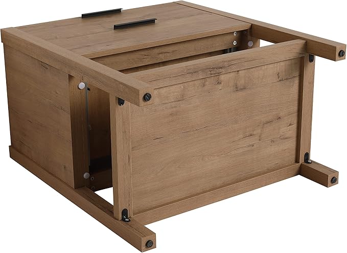 SSLine Free Standing Bathroom Vanity with Sink Modern 30" Bathroom Vanity with Top Basin&Storage Drawers Oak Wood Bath Vanity w/Black Ceramic Sink for Small Bathroom Powder Room