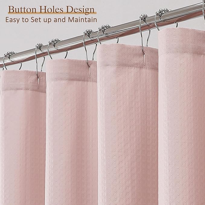 Pink Stall Shower Curtain 36 x 72 Inch, Textured Soft Fabric Waffle Narrow Size Modern Shower Small Curtain for Bathroom Hotel, Machine Washable, Water Resistant, 36Wx72L Inches