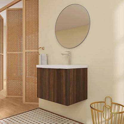 24" Bathroom Vanity with Sink, Single Sink Modern Bathroom Vanities Set, Wall-Mounted Bathroom Vanity, Floating Soft Close Door