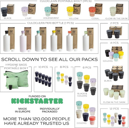 CuloClean Portable Bidet for Toilet, Travel, or Camping. Compatible with Any Plastic Bottle. Discreet, Sanitary or Travel Shower, Attachable Stopper, Backcountry Bidet Nozzle (1pcs Aquamarine)