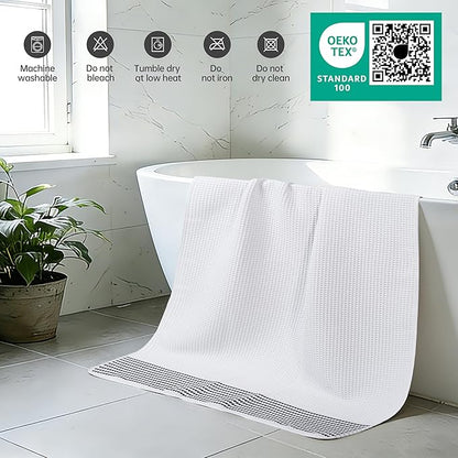 MICROFI New Microfiber Waffle Bath Towels, 2 Pieces, Soft, Absorbent, Fast Drying, Lint Free 430 GSM (30''x60''/76cm x 152cm)