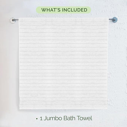 Elegant Comfort 100% Turkish Cotton Corduroy Ribbed Luxury Jumbo Bath Towel Ultra Soft - 35 x 70 Inch - Luxury Spa Premium Hotel Quality Highly Absorbent and Quick Dry Large Bath Towel, White